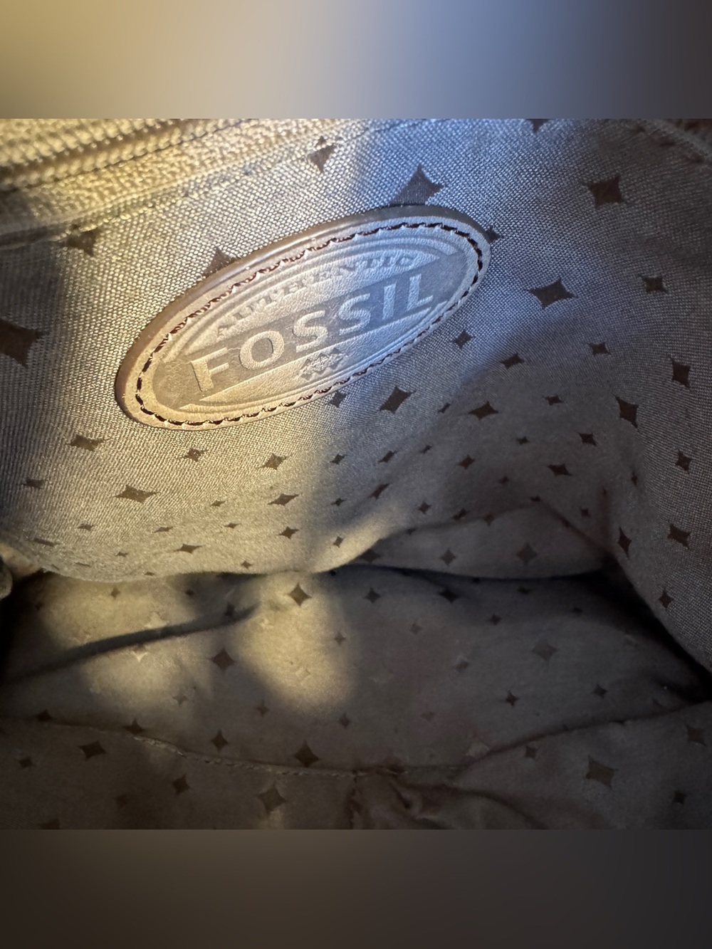 Fossil Vintage Jacquard Canvas Satchel Crossbody Bag w Leather Trim & Key Charm - Picture 8 of 14